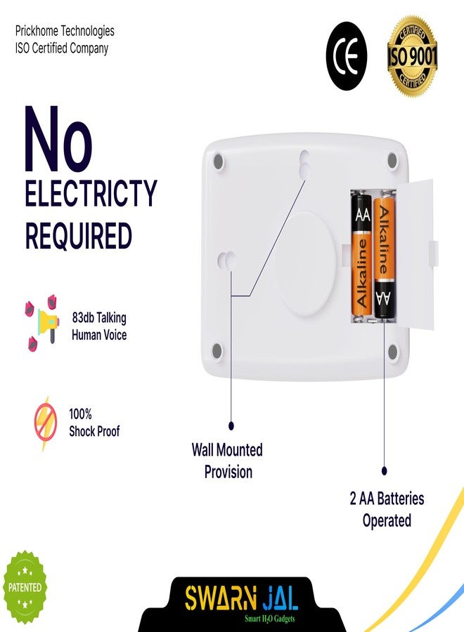 Swarn Jal (Model: A-VO25M-C) Water Tank Overflow Alarm with 2 Alkaline Cells + 25 Meter Wire, Loud Human Voice, Brass Sensors, 100% Shock Proof, 1-3 Years Cell Life, One Year Complete Warranty - Image 3